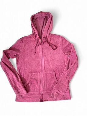 SO Pink Velour Full Zip Hoodie Jacket Y2K Soft Comfy Size Large